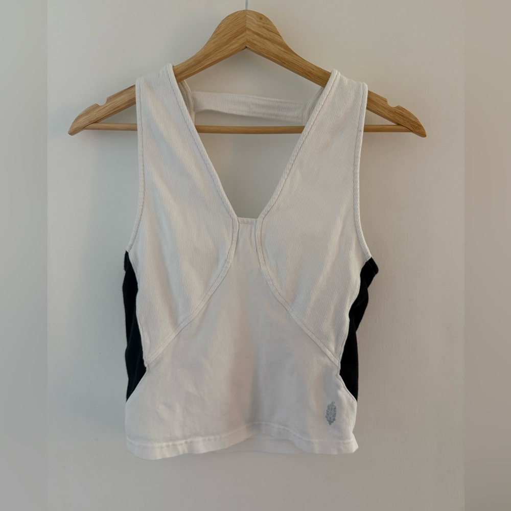 Free People Movement White and Black Sleeveless Top Size Small